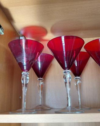 set  6 bicchieri in vetro rosso 