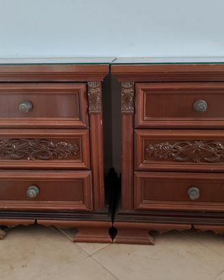 coppia comodini legno massello