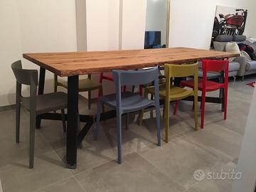 tavolo in rovere vecchio scortecciato gambe ferro