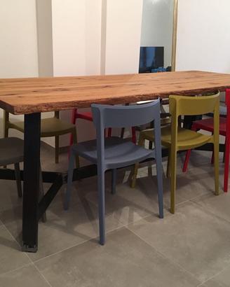 tavolo in rovere vecchio scortecciato gambe ferro