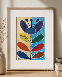 Quadro originale tecnica mista – Fiore astratto