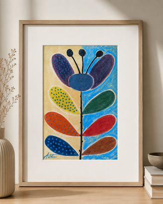 Quadro originale tecnica mista – Fiore astratto