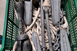 Ancore tipo hall 6 e 4 kg, tipo ombrello 2,5 kg