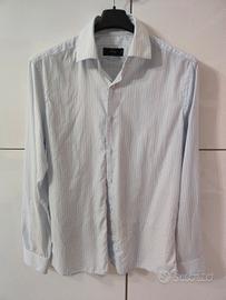 Mango camicia in cotone azzurra a righe