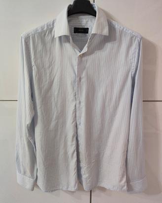 Mango camicia in cotone azzurra a righe