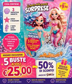Lotto 5 Buste Sorpresa Sirenette Bimba Giochi