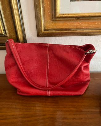 Borsa a spalla Vintage in vera pelle rossa - Italy