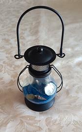 LANTERNA DECORATIVA IN METALLO E CERA BLU MULTICOL