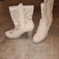 Stivaletti tacco,texani,strass,similpelle beige 37