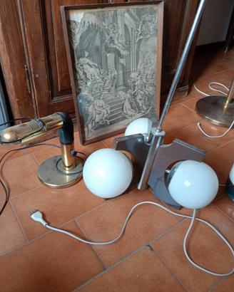 lampadario a tre luci, lampada targetti, radio lam