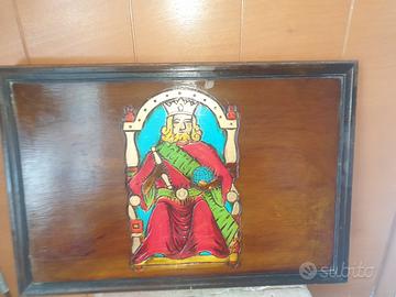 vecchia scatola in legno per giochi carte 