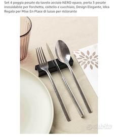 Set 4 poggia posate acciaio NERO