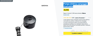 Pompa elettrica campeggio ricaricabile