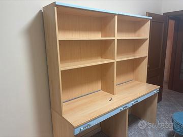 Letto singolo con materasso + scrivania con librer