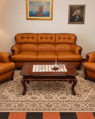 Salotto completo in pelle vintage 