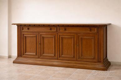 Credenza grande in noce 236 cm – 4 ante 2 cassetti