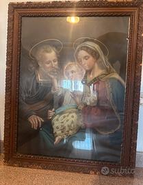 Quadro Antico Sacra Famiglia Oleografia Fine 800