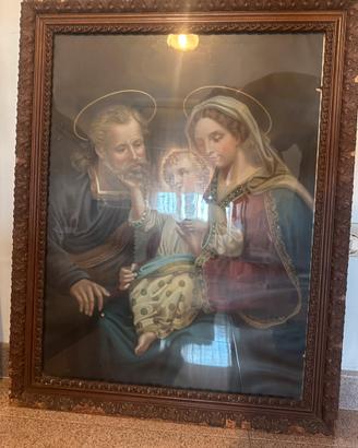 Quadro Antico Sacra Famiglia Oleografia Fine 800