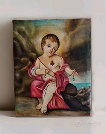 Dipinto A Mano olio su tela, " Sacro Cuore Di Gesù