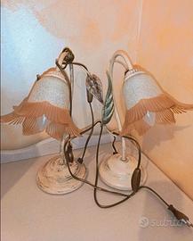 2 lampade abat jour con campane in vetro, nuove