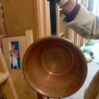 pentola in rame e griglia tosta pane in rame 