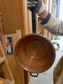 pentola in rame e griglia tosta pane in rame 