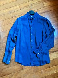 Camicia uomo puro lino blu