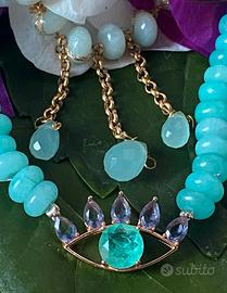 Collana di angelite azzurra e viola