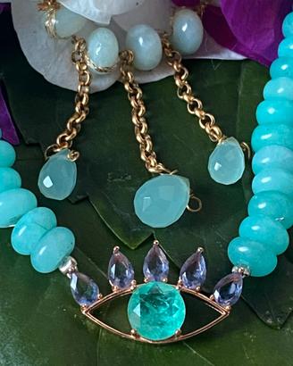 Collana di angelite azzurra e viola