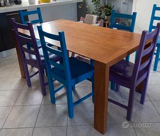 Tavolo noce canaletto 160x90 h76cm + 8 sedie