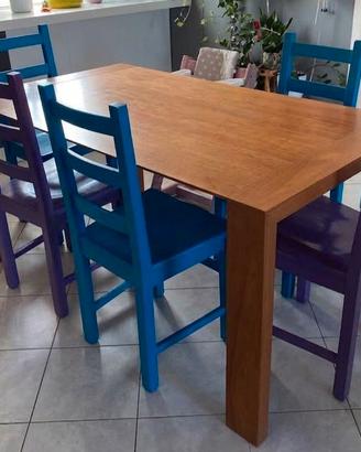 Tavolo noce canaletto 160x90 h76cm + 8 sedie