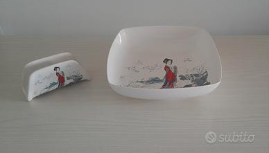 Spaghettiera e portatovaglioli-motivo orientale 