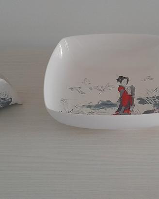 Spaghettiera e portatovaglioli-motivo orientale 