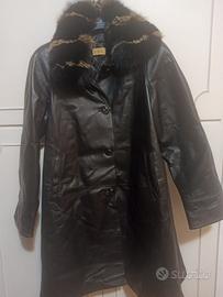 Cappotto  in pelle donna collo staccabile   tg.42