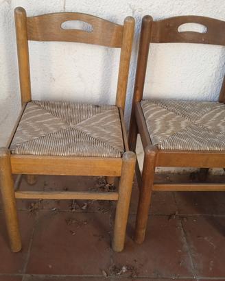 due sedie legno impagliate