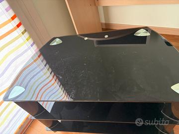 Mobiletto in vetro con rotelle