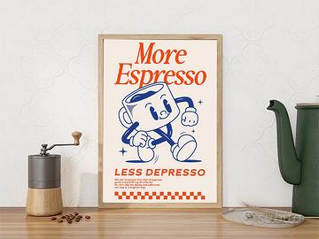 More Espresso Less Depresso Vintage Cozy Wall Art