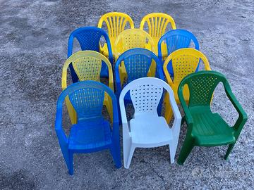Sedie da bambino in plastica, impilabili 11 pz