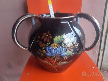 vaso ceramica nera   disegni rilevati alto 26 cm