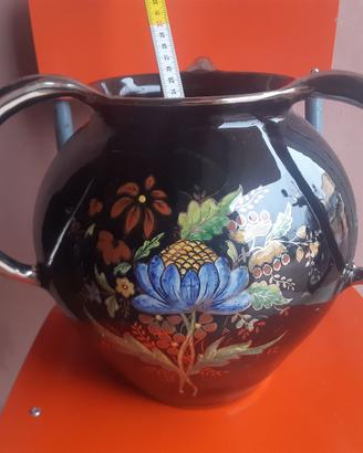 vaso ceramica nera   disegni rilevati alto 26 cm