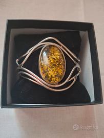 Bracciale rigido ambra argento 925