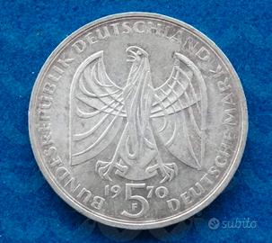 GERMANIA R.F. 1970 Moneta Argento 5 mark
