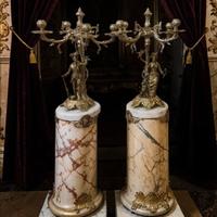 Imponente Coppia Statue/Candelabri A 4 Luci 12,6kg