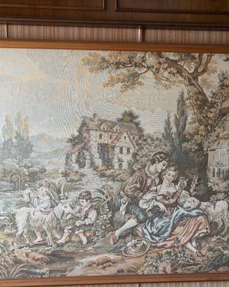 Arazzo con scena pastorale in cornice