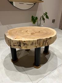 Tavolino tronco da salotto design in legno