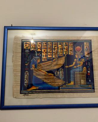 Quadri egiziani su papiro, firmati e incorniciati