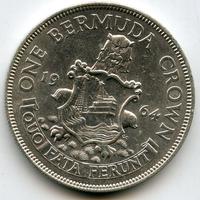 BERMUDA CORONA 1964 ARGENTO REGINA ELISABETTA II P