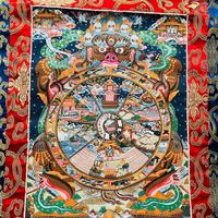 Tangka tibetana con Riota del Dharma