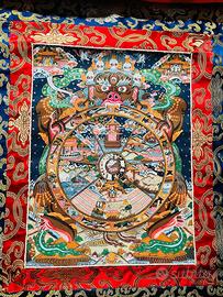 Tangka tibetana con Riota del Dharma