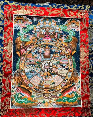 Tangka tibetana con Riota del Dharma